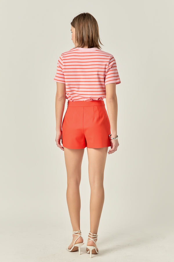 English Factory Front Welt Pockets Skort ORANGE
