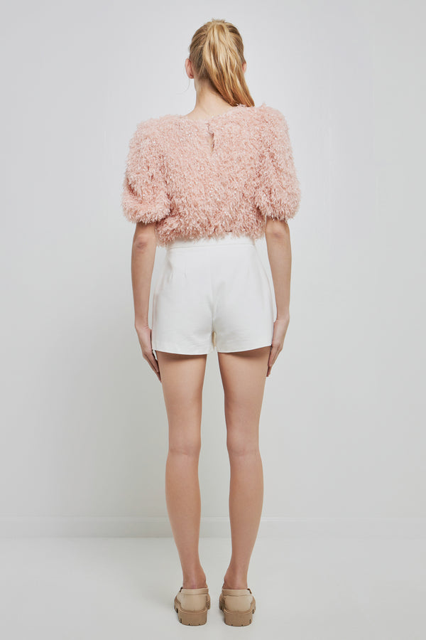 English Factory Fuzzy Feather Top BLUSH