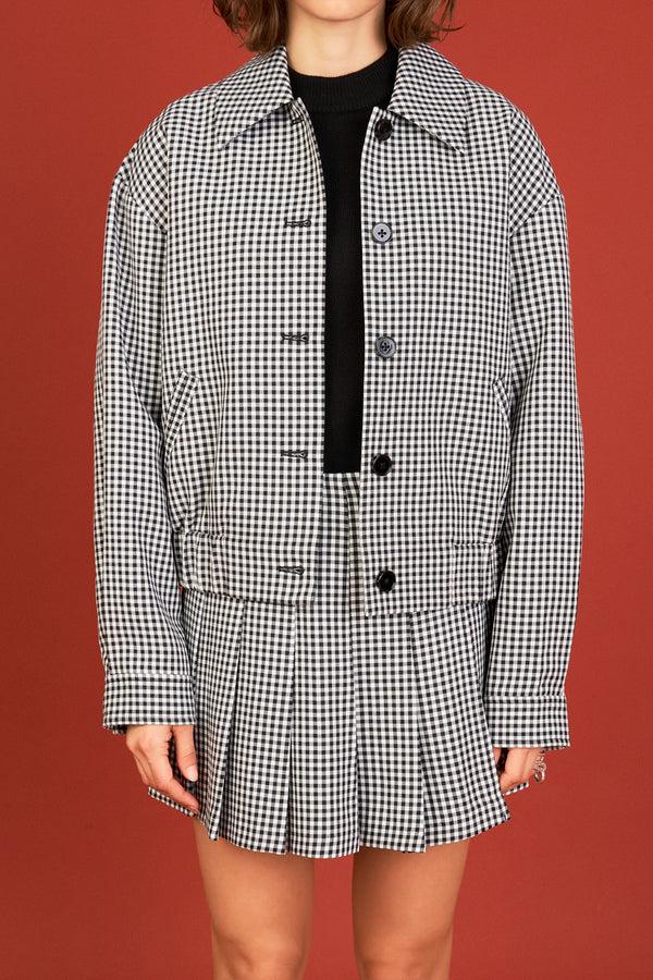 English Factory Gingham Check Jacket BLACK