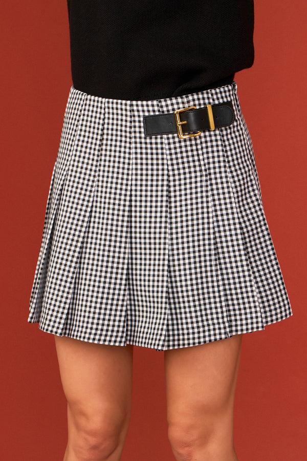 English Factory Gingham Check Skort BLACK
