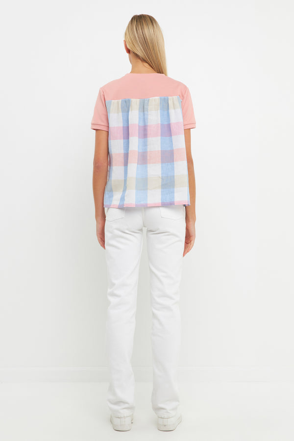 English Factory Gingham Combo Top PINK