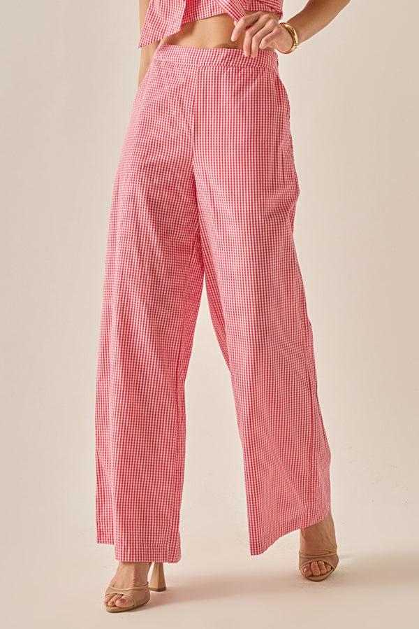 English Factory Gingham Culotte Breeze Pants RED