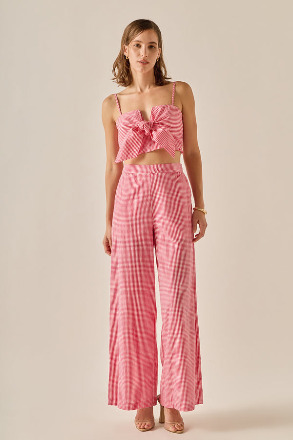 English Factory Gingham Culotte Breeze Pants RED