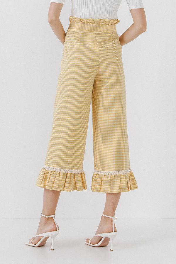 English Factory Gingham Culotte With Tie YELLOW
