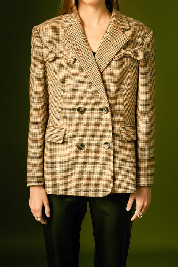 English Factory Glen Check Bow Jacket BROWN