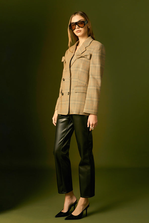 English Factory Glen Check Bow Jacket BROWN