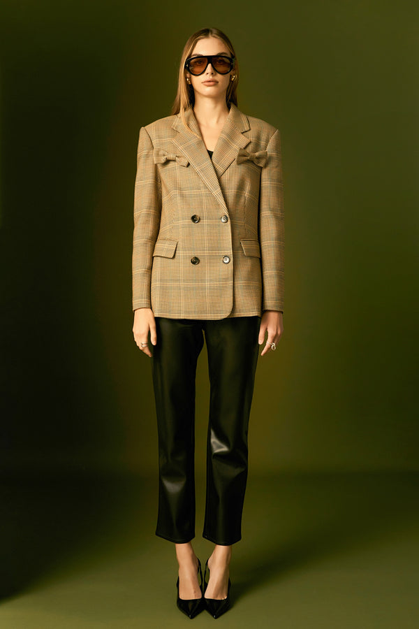 english factory Glen Check Bow Jacket BROWN