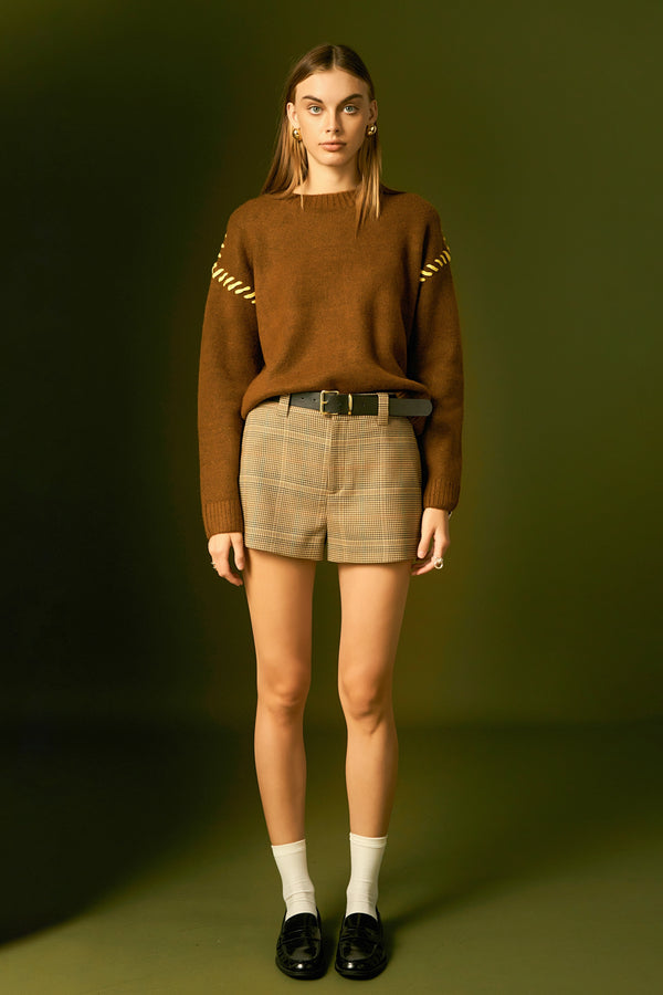 english factory Glen Check Shorts BROWN