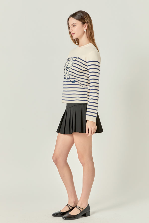 English Factory Golf Striped Knit Top NAVY/WHITE