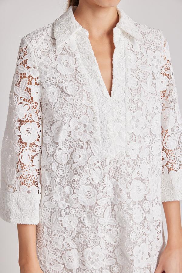 English Factory Guipure Lace Mini Dress WHITE