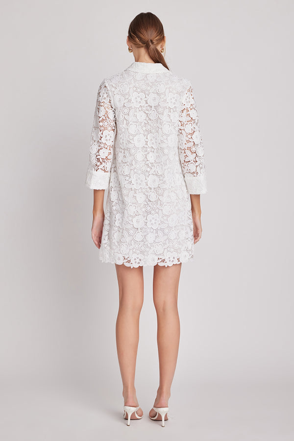 English Factory Guipure Lace Mini Dress WHITE