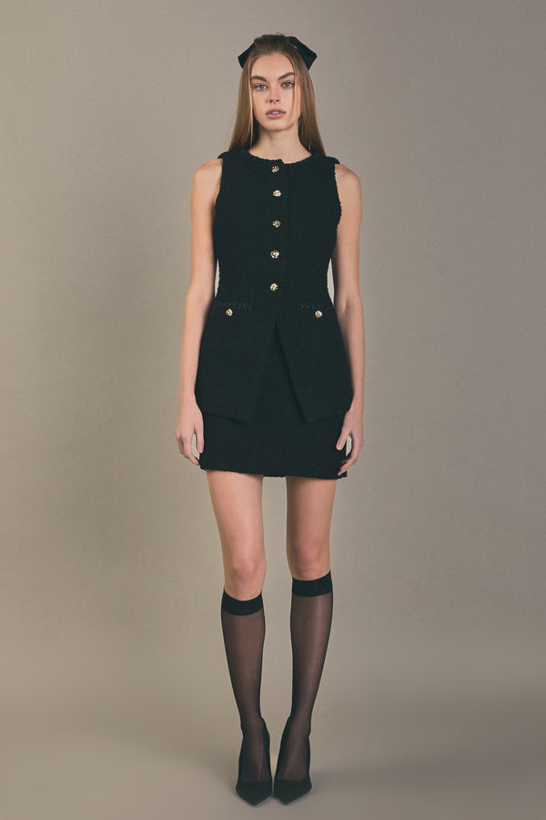 english factory H Line Tweed Skirt BLACK