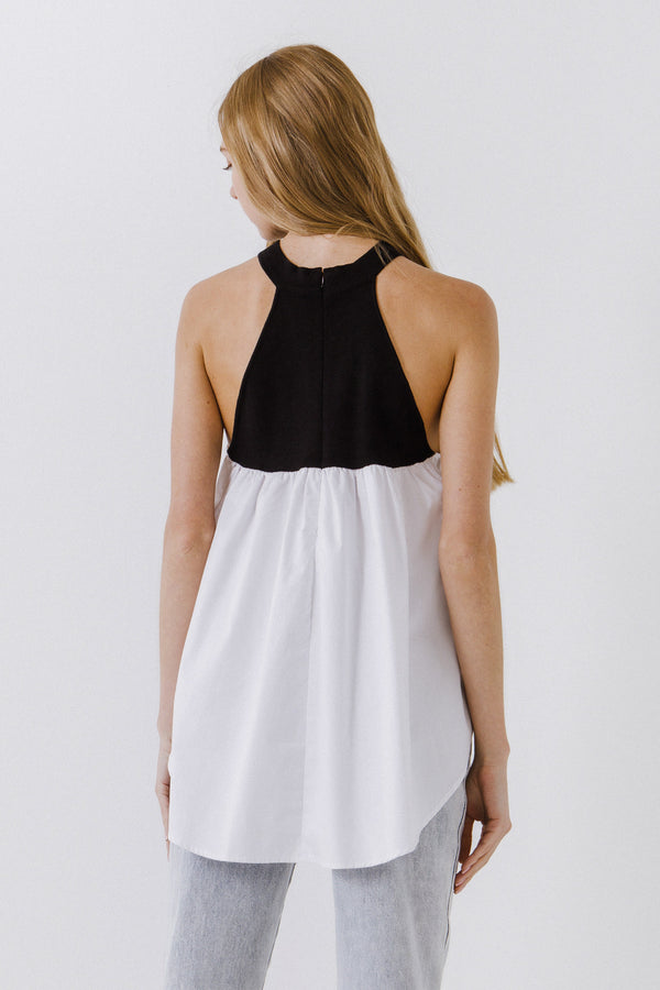 English Factory Halter Neck Blouse BLACK/WHITE