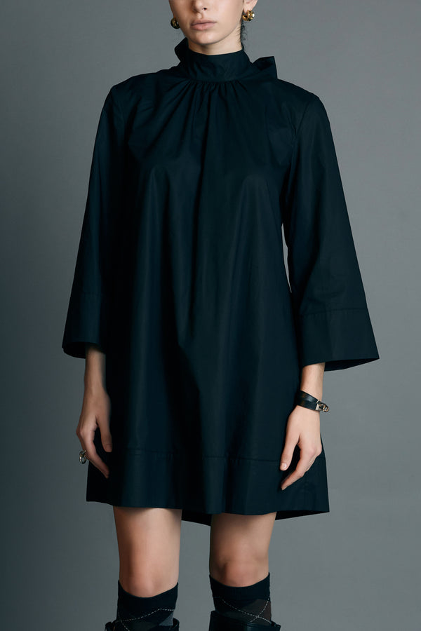 English Factory High Neck Stand Mini Dress BLACK