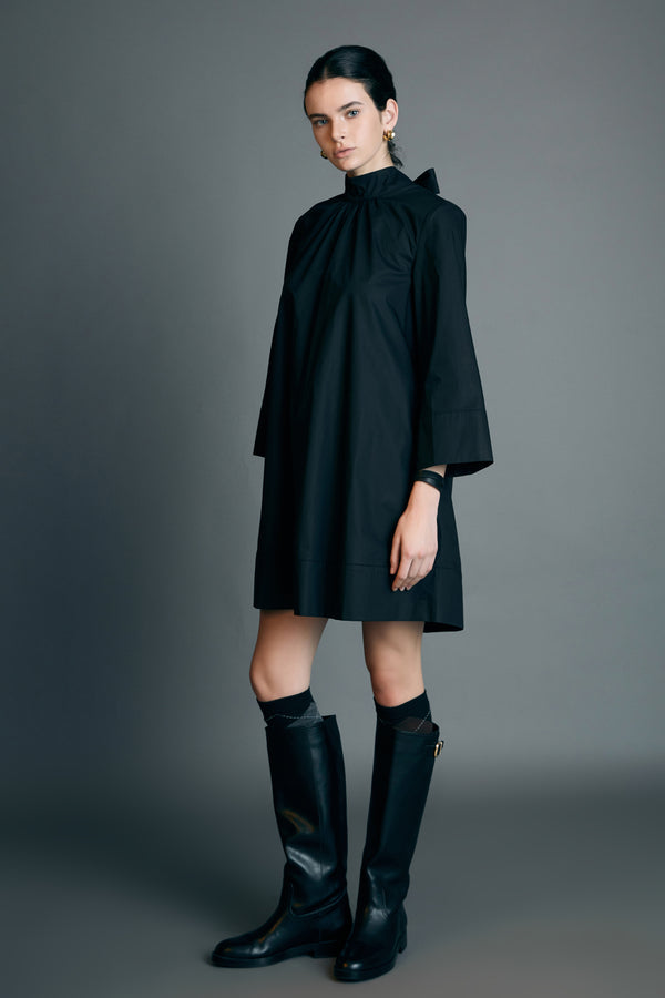 English Factory High Neck Stand Mini Dress BLACK