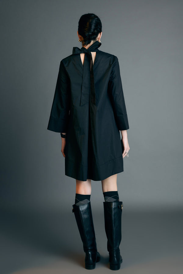 English Factory High Neck Stand Mini Dress BLACK