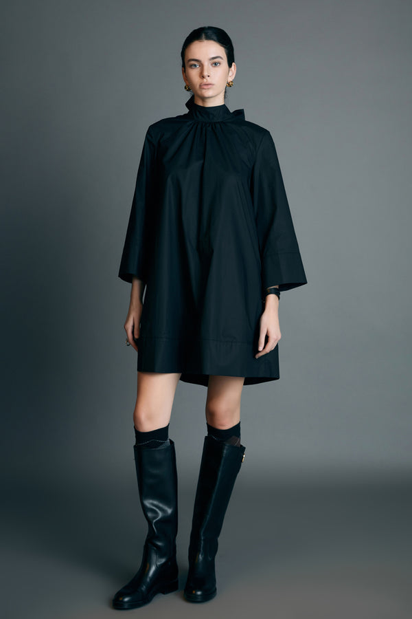 english factory High Neck Stand Mini Dress BLACK