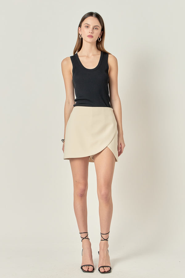 english factory High Waist Overlay Skort BEIGE
