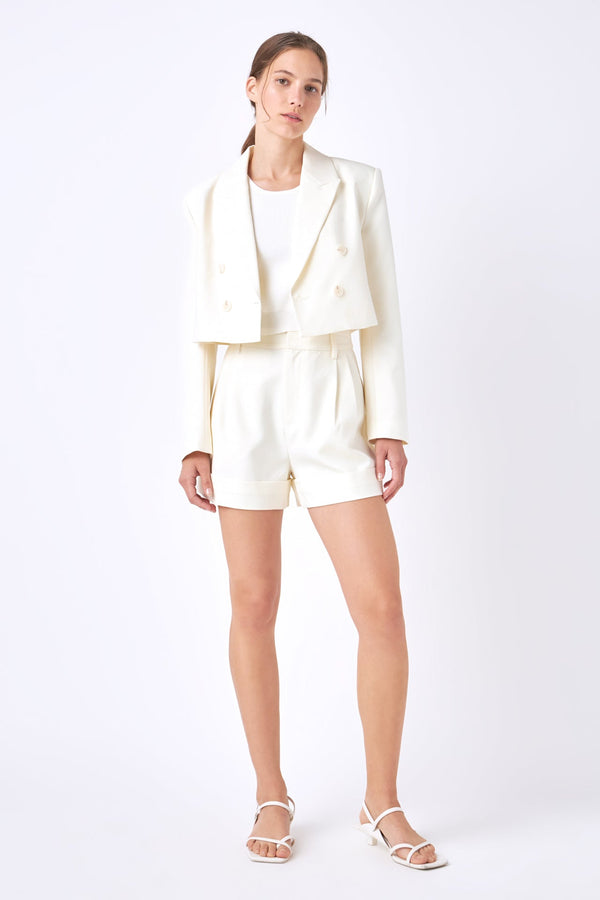 english factory High-waisted Cuffed Shorts IVORY