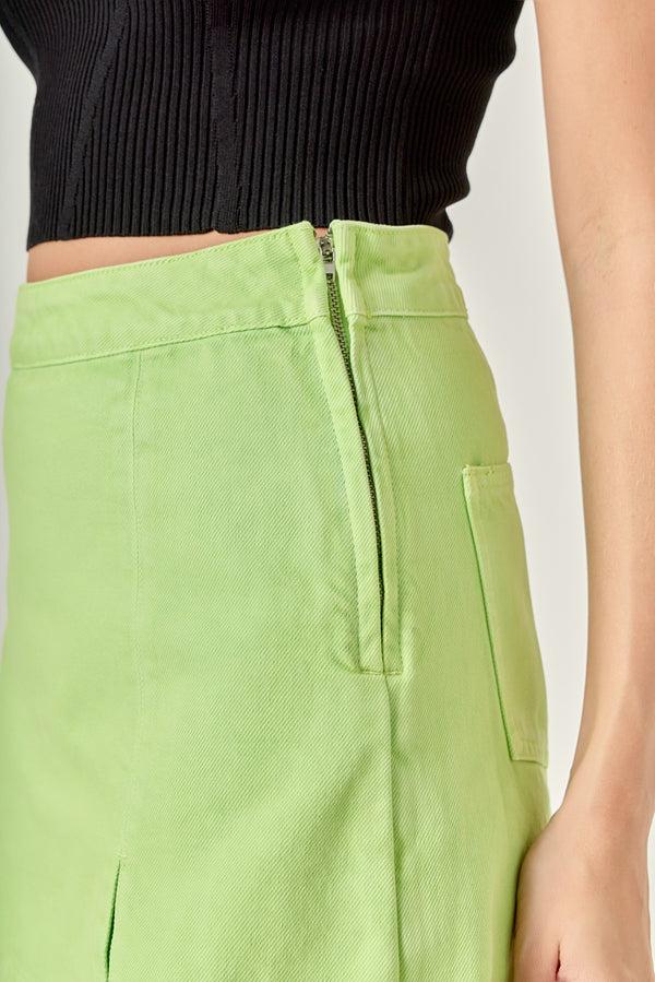 English Factory High-waisted Denim Mini Skort LIME