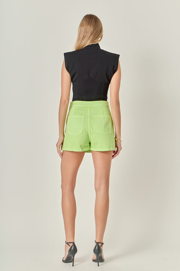 English Factory High-waisted Denim Mini Skort LIME