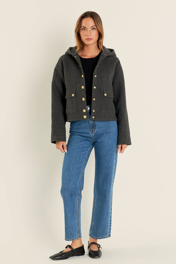 english factory Hoodie Outer CHARCOAL