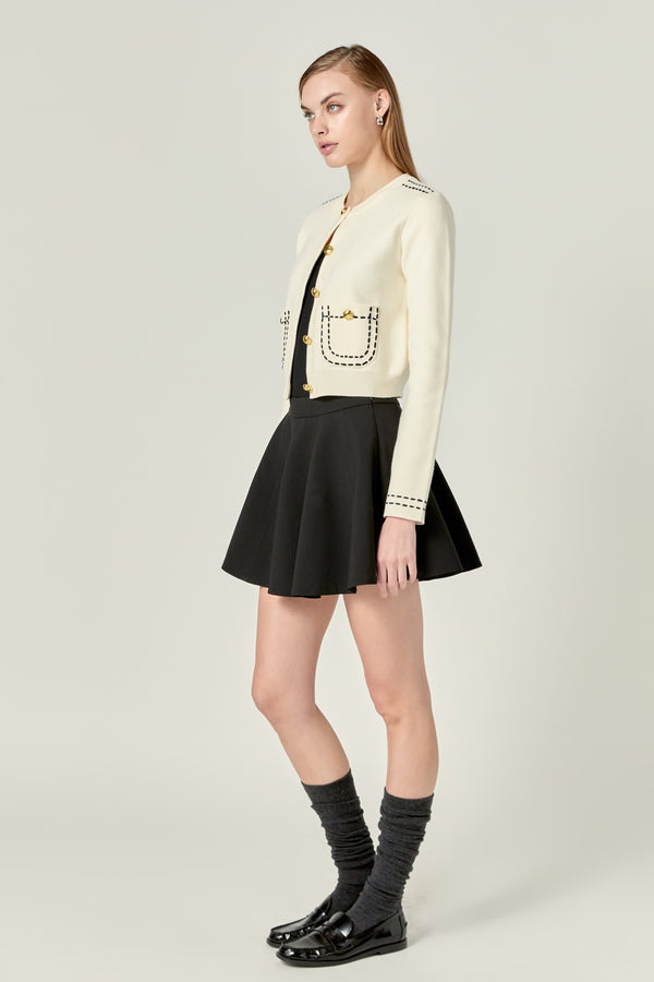 English Factory Ivy Flared A-line Mini Skirt BLACK