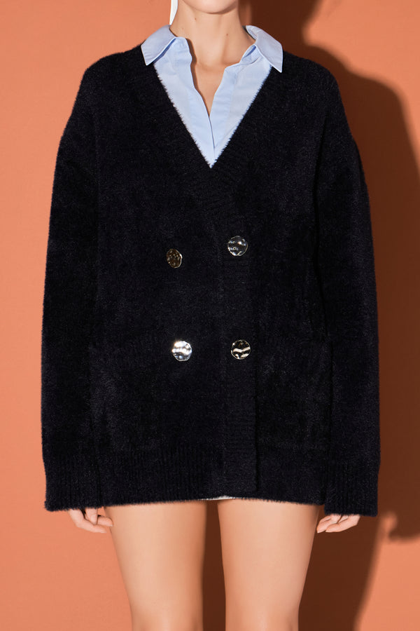 English Factory Knit Blazer Cardigan BLACK