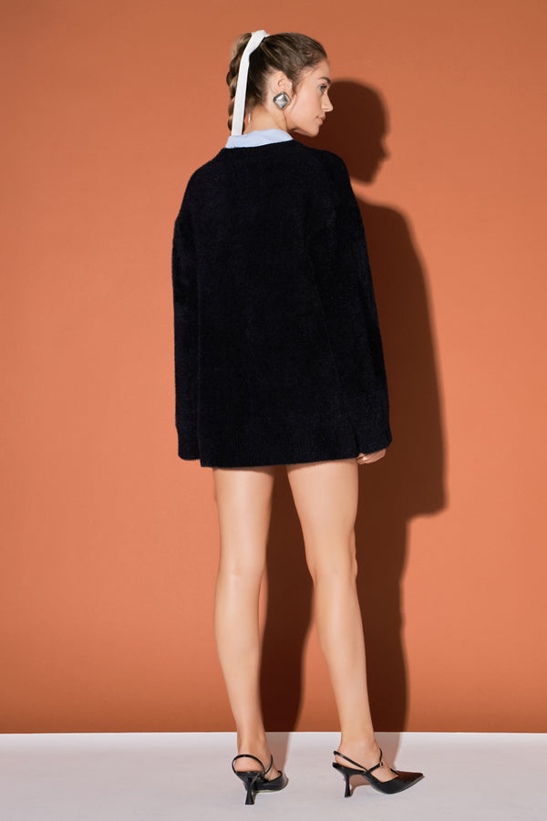 English Factory Knit Blazer Cardigan BLACK