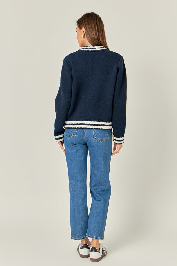 English Factory Knit Bomber Jacket GREEN