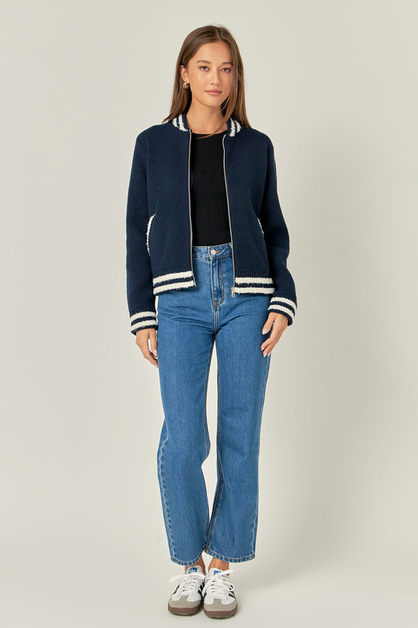 english factory Knit Bomber Jacket GREEN