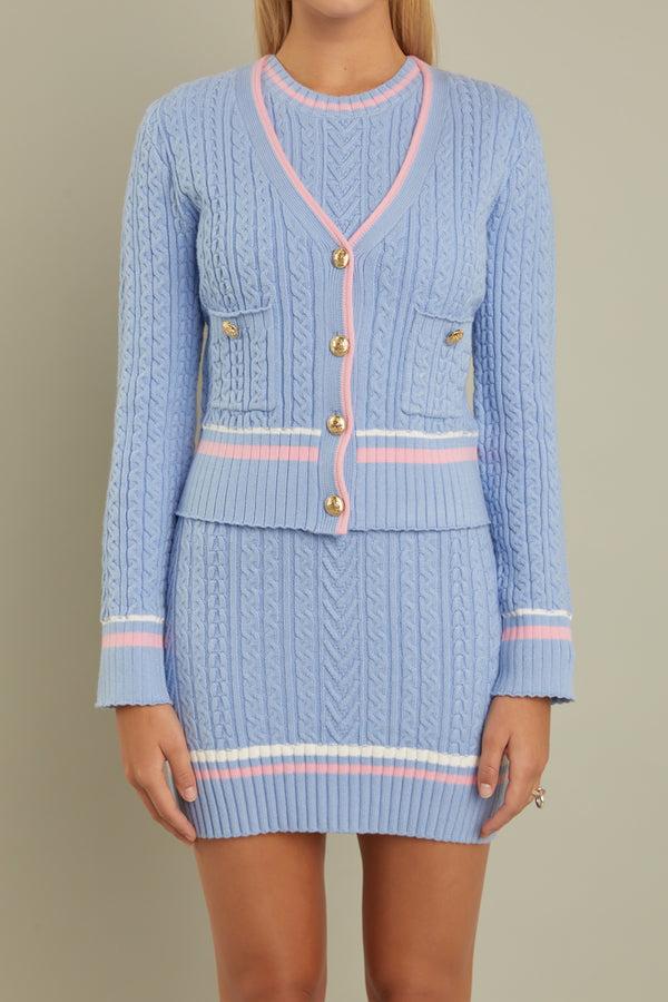 English Factory Knit Cardigan POWDER BLUE