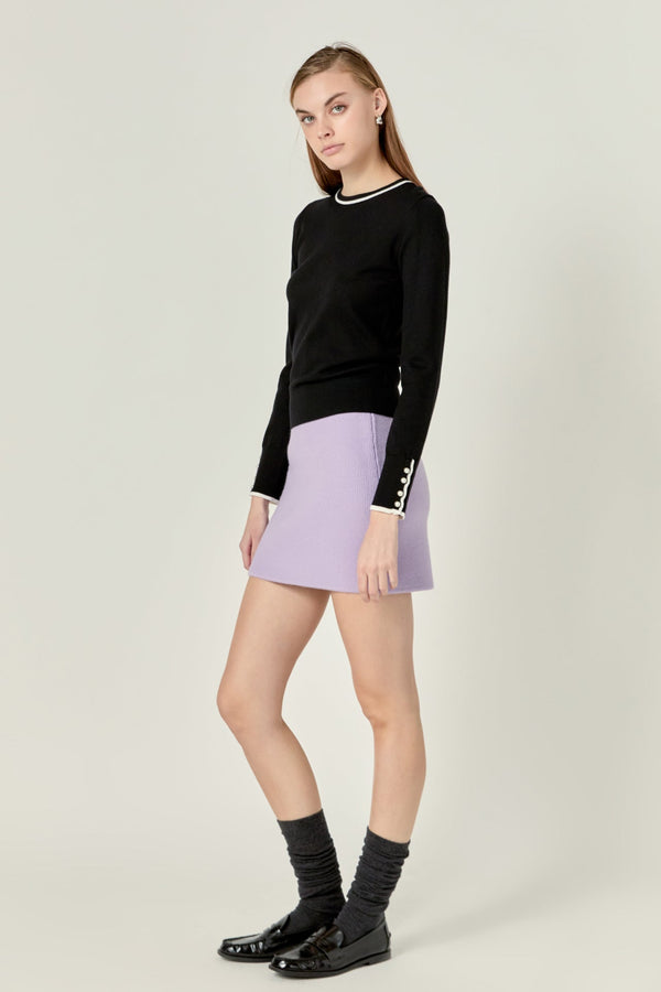 English Factory Knit High Waisted Mini Skirt LILAC