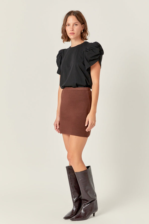 English Factory Knit Mini Skirt CHOCOLATE
