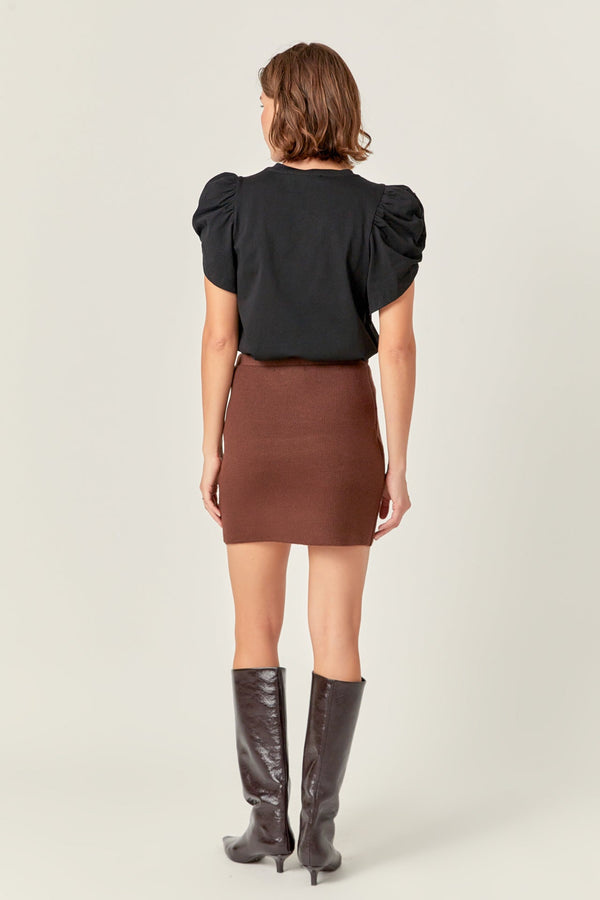 English Factory Knit Mini Skirt CHOCOLATE