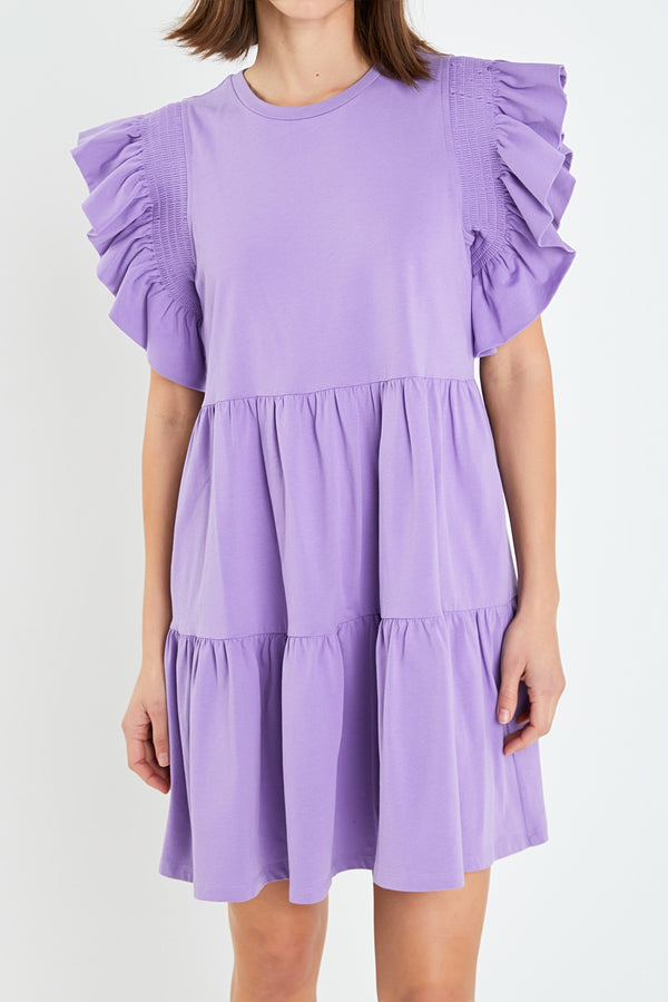 English Factory Knit Ruffled Mini Dress PURPLE