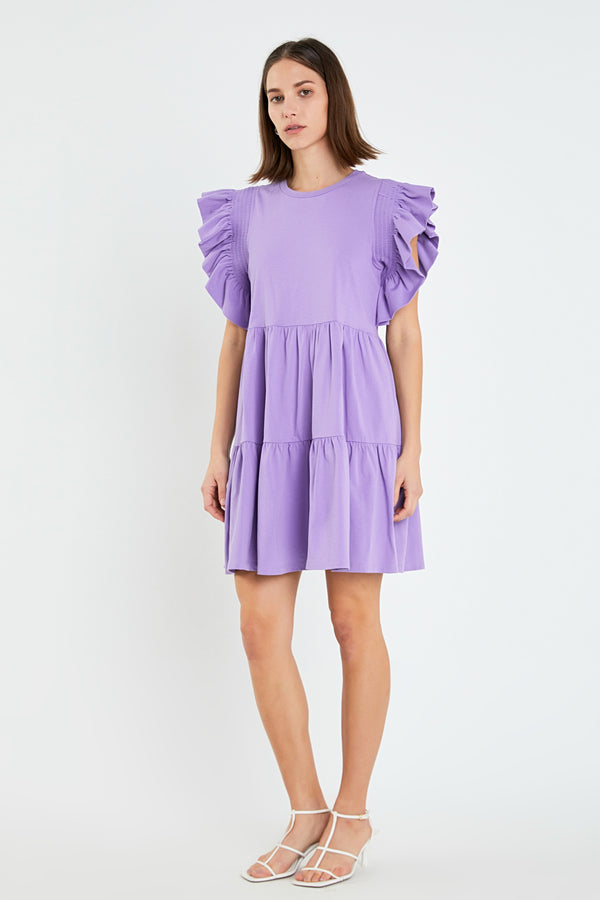 English Factory Knit Ruffled Mini Dress PURPLE