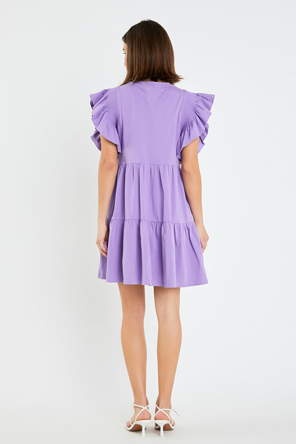 English Factory Knit Ruffled Mini Dress PURPLE