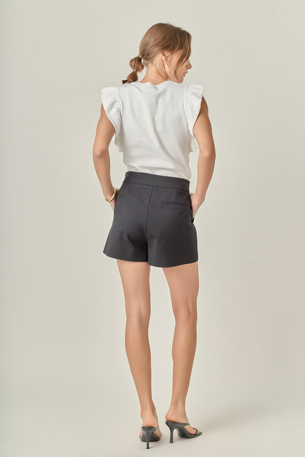 English Factory Knit Ruffled Top WHITE
