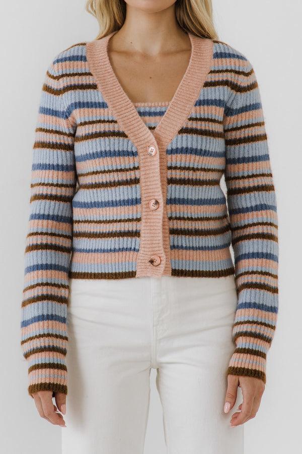 English Factory Knit Stripe Cardigan MULTI