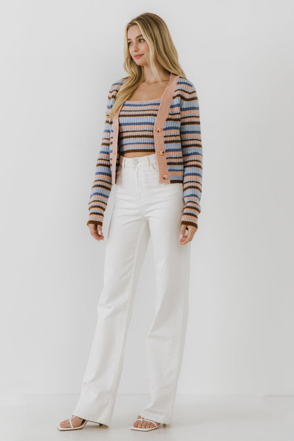 English Factory Knit Stripe Cardigan MULTI