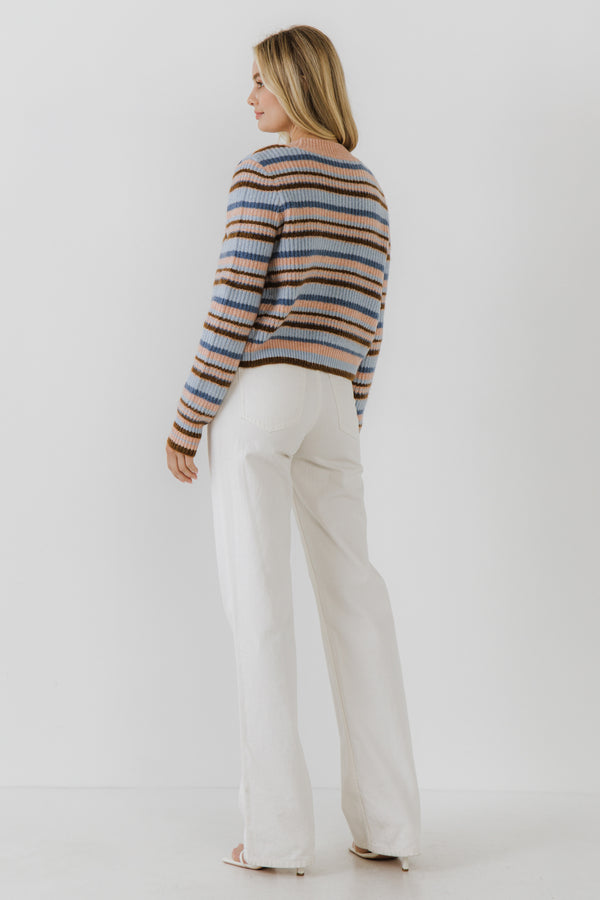 English Factory Knit Stripe Cardigan MULTI