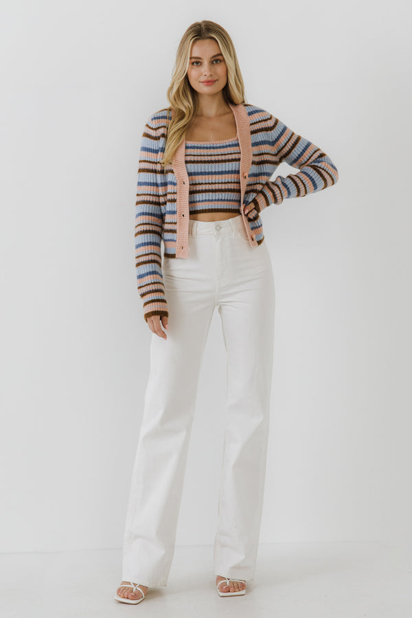english factory Knit Stripe Cardigan MULTI