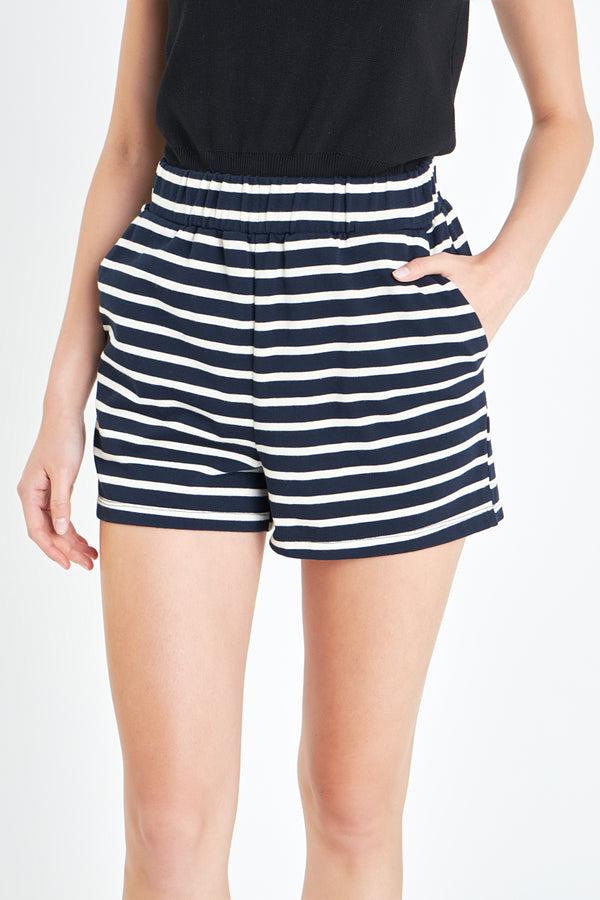 English Factory Knit Striped Shorts NAVY/WHITE