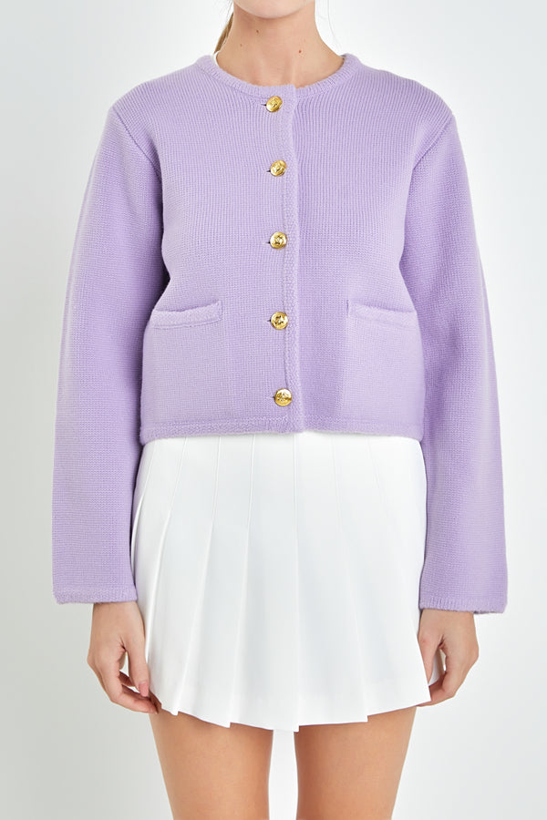 English Factory Knit Sweater Cardigan LILAC
