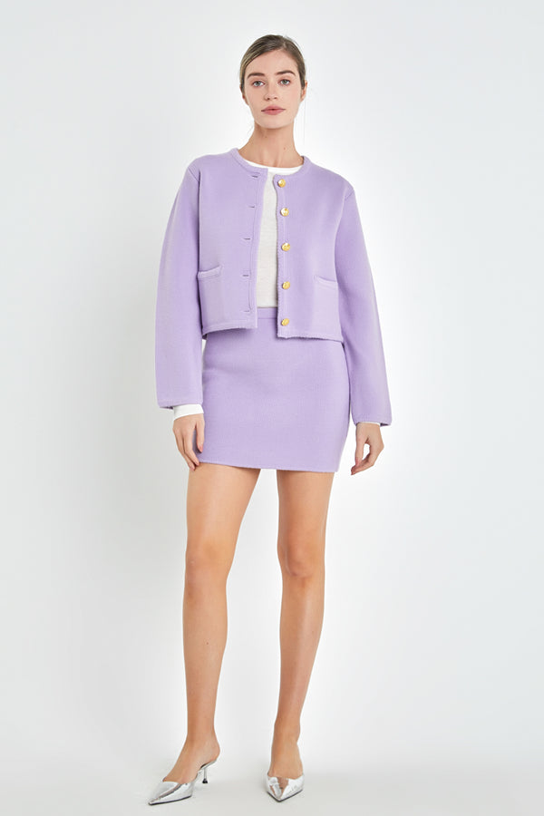English Factory Knit Sweater Cardigan LILAC