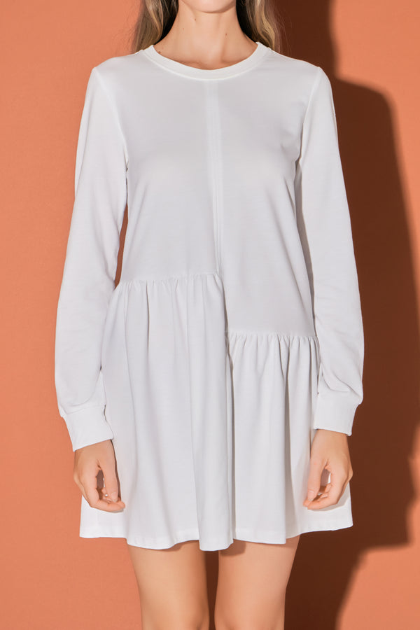 English Factory Knit Unbalanced Seam Dress BERRY