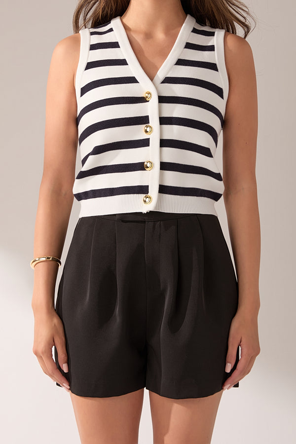 English Factory Knit Vest WHITE/NAVY