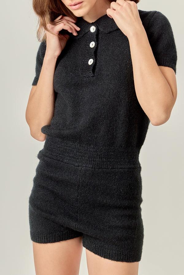 English Factory Knitted Romper BLACK