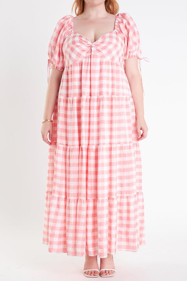 English Factory Knotted Gingham Dress PINK